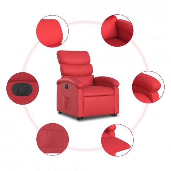 Fauteuil inclinable électrique rouge similicuir