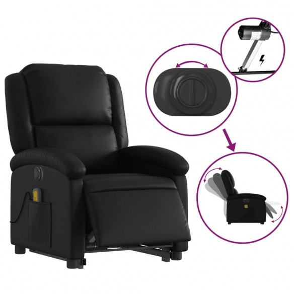 Fauteuil inclinable de massage électrique noir similicuir