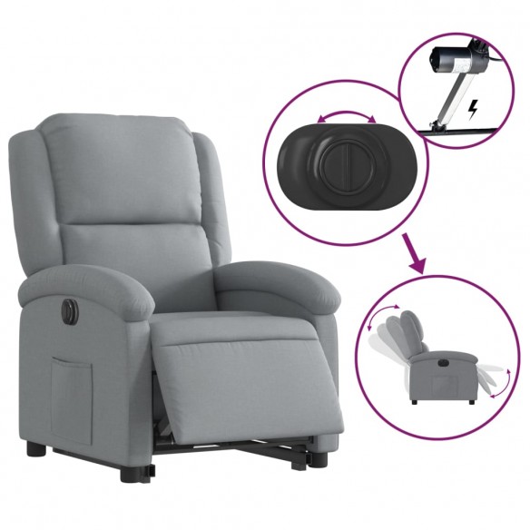 Fauteuil inclinable électrique gris clair tissu