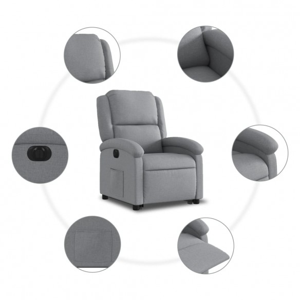 Fauteuil inclinable électrique gris clair tissu