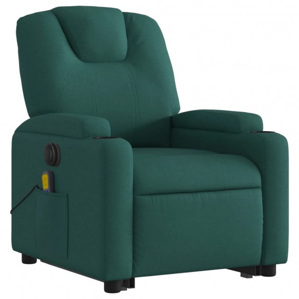 Fauteuil inclinable de massage électrique Vert foncé Tissu