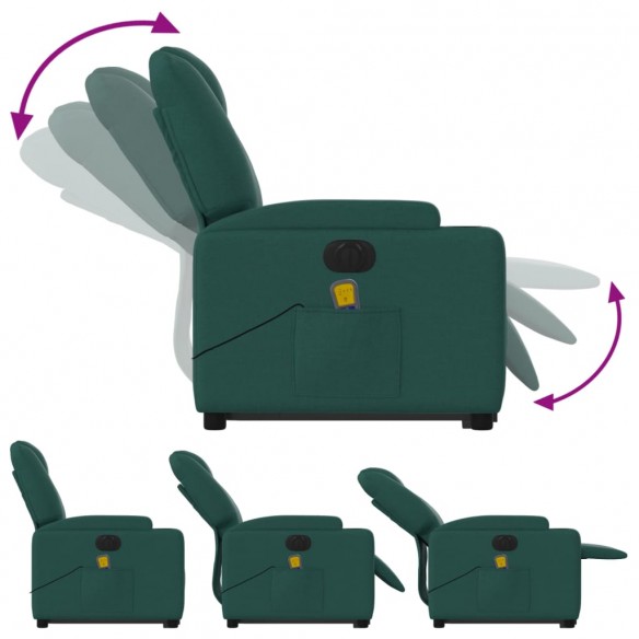 Fauteuil inclinable de massage électrique Vert foncé Tissu