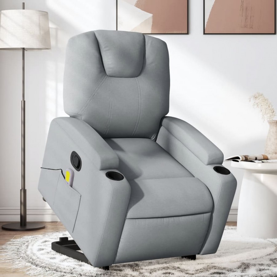 Fauteuil de massage inclinable Gris clair Tissu