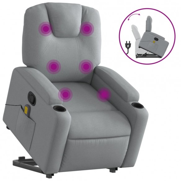 Fauteuil de massage inclinable Gris clair Tissu