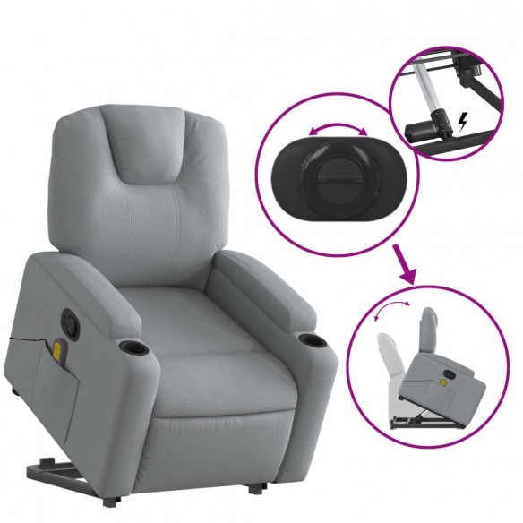 Fauteuil de massage inclinable Gris clair Tissu