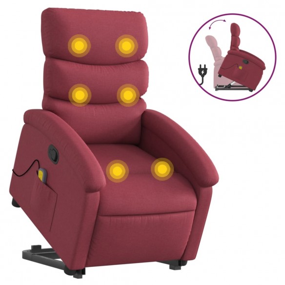 Fauteuil inclinable de massage Rouge bordeaux Tissu