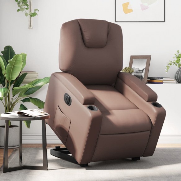 Fauteuil inclinable électrique marron similicuir