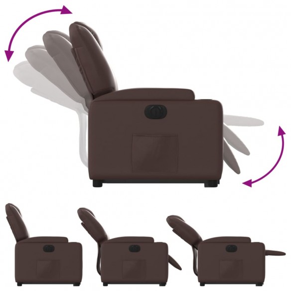 Fauteuil inclinable électrique marron similicuir