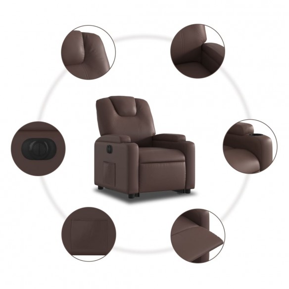 Fauteuil inclinable électrique marron similicuir