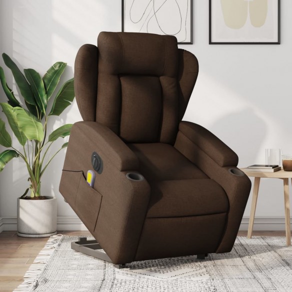 Fauteuil inclinable de massage électrique Marron Tissu