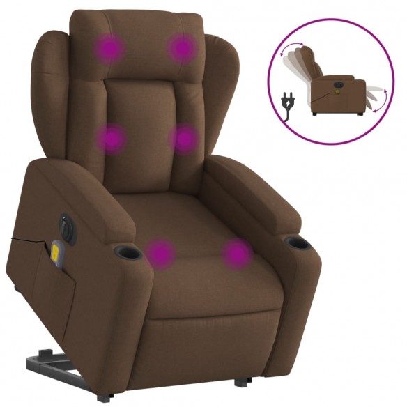 Fauteuil inclinable de massage électrique Marron Tissu