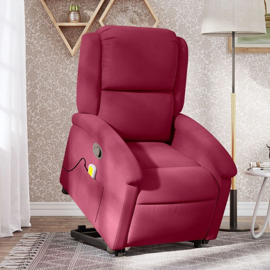 Fauteuil de massage inclinable Rouge bordeaux Velours