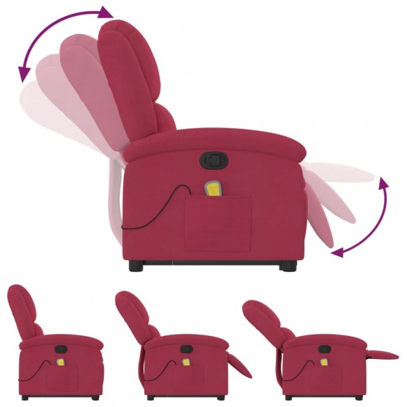 Fauteuil de massage inclinable Rouge bordeaux Velours