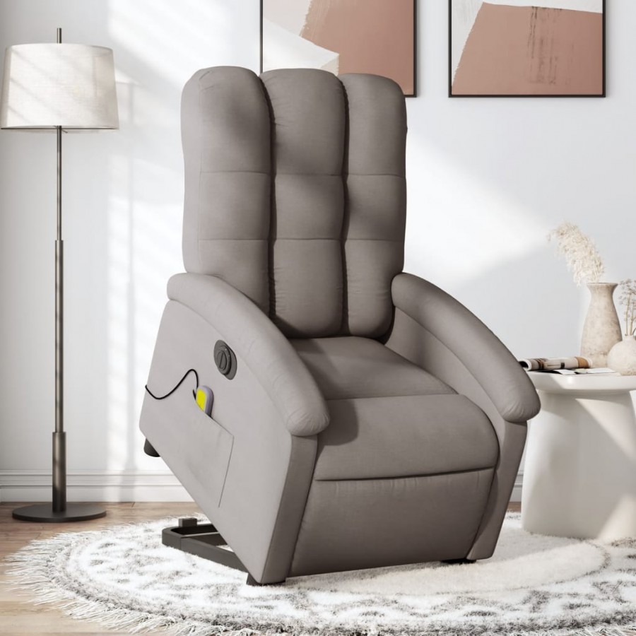 Fauteuil inclinable de massage électrique Taupe Tissu