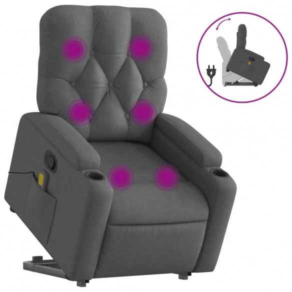 Fauteuil de massage inclinable Gris foncé Tissu