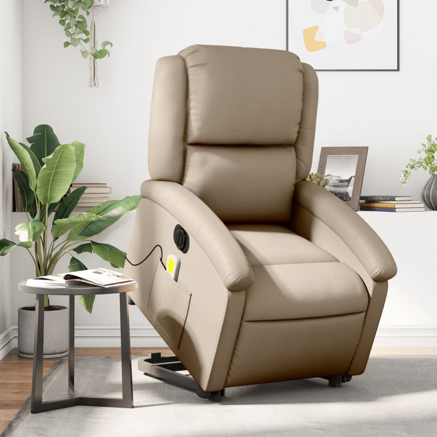 Fauteuil inclinable de massage électrique cappuccino similicuir