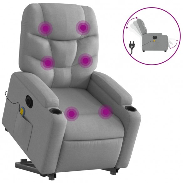 Fauteuil inclinable de massage électrique Gris clair Tissu