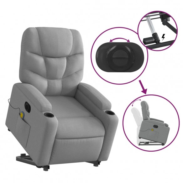 Fauteuil inclinable de massage électrique Gris clair Tissu