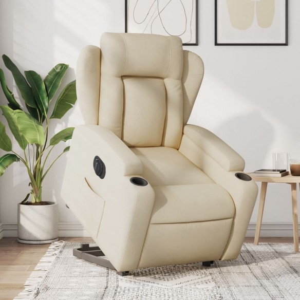 Fauteuil inclinable électrique crème tissu