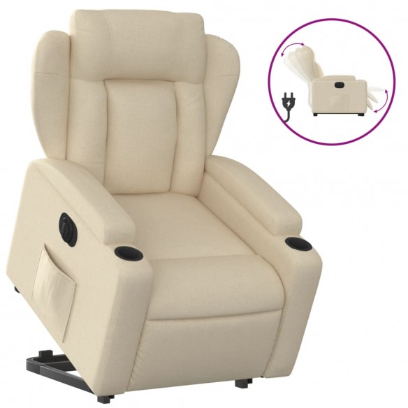 Fauteuil inclinable électrique crème tissu