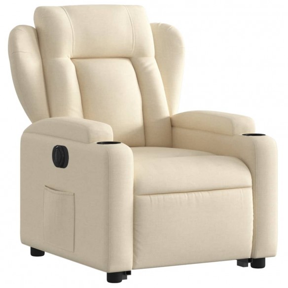 Fauteuil inclinable électrique crème tissu