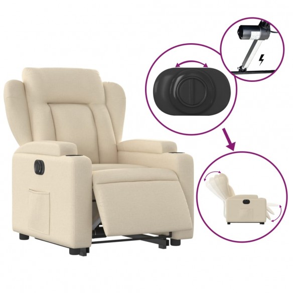 Fauteuil inclinable électrique crème tissu