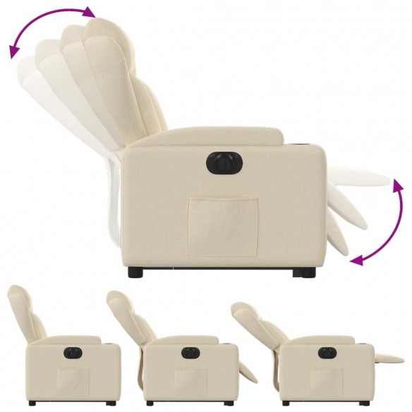 Fauteuil inclinable électrique crème tissu