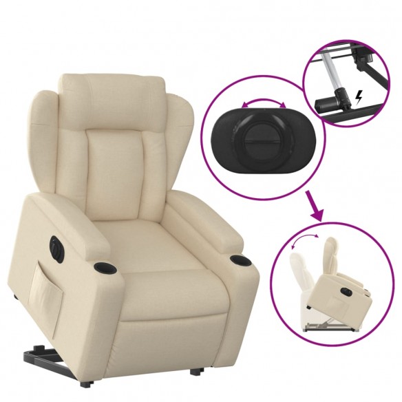 Fauteuil inclinable électrique crème tissu