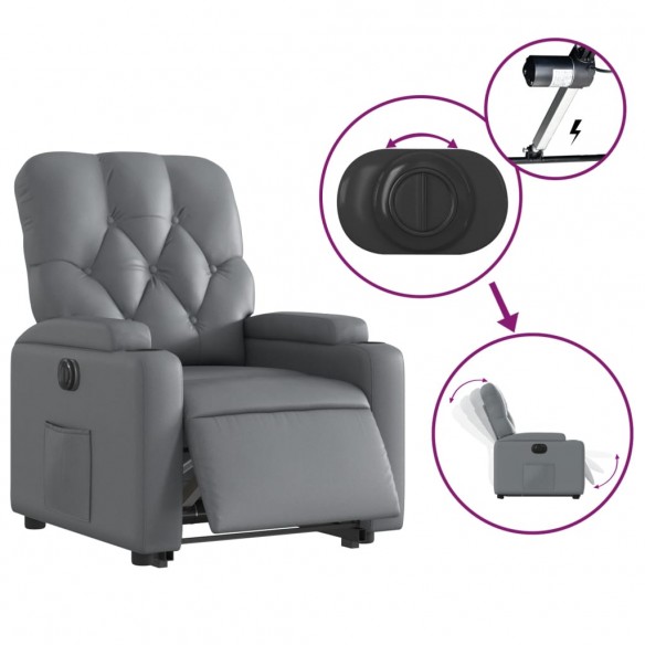 Fauteuil inclinable électrique gris similicuir