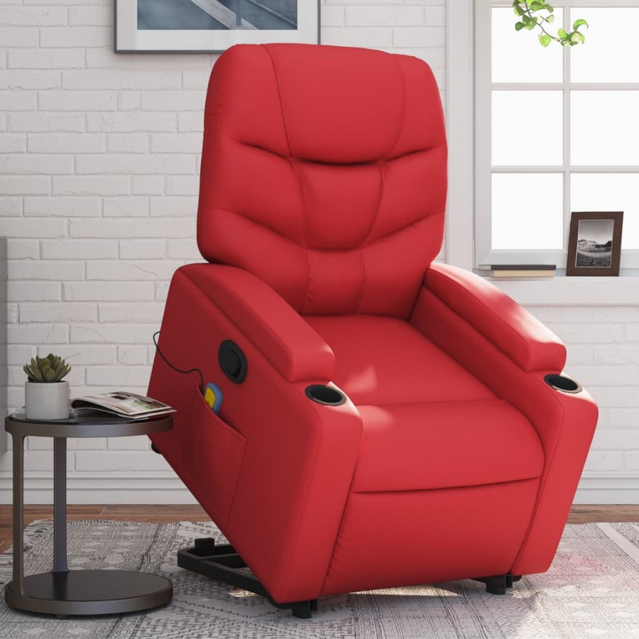 Fauteuil inclinable de massage Rouge Similicuir