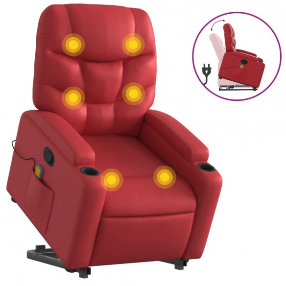 Fauteuil inclinable de massage Rouge Similicuir