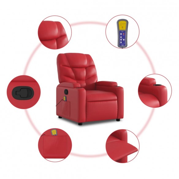 Fauteuil inclinable de massage Rouge Similicuir