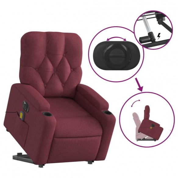 Fauteuil inclinable de massage électrique Rouge bordeaux Tissu