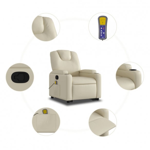 Fauteuil inclinable de massage Crème Similicuir