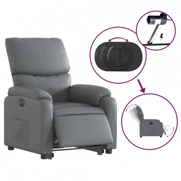 Fauteuil inclinable électrique gris similicuir