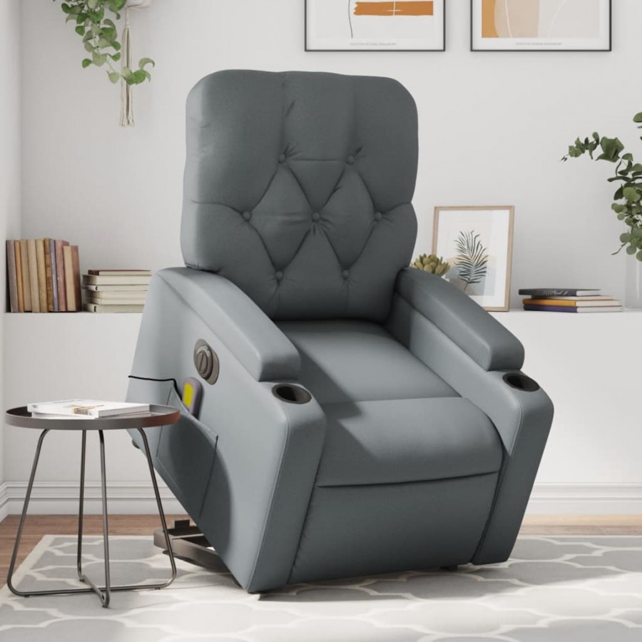 Fauteuil inclinable de massage électrique gris similicuir