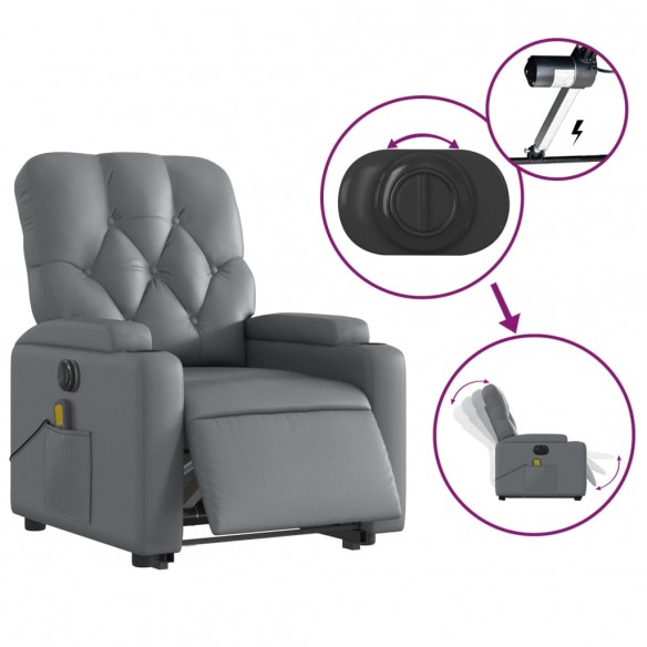 Fauteuil inclinable de massage électrique gris similicuir