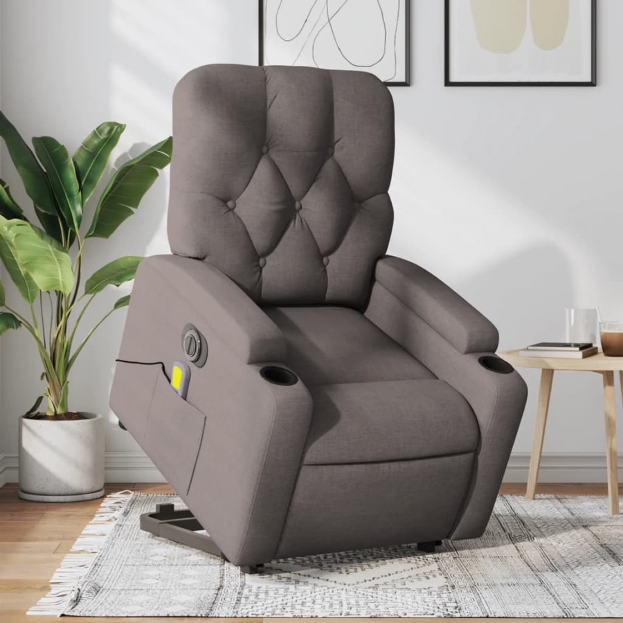 Fauteuil inclinable de massage électrique Taupe Tissu