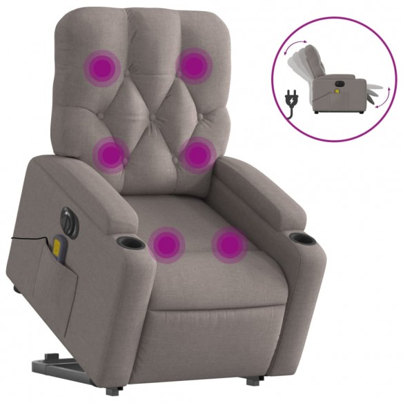 Fauteuil inclinable de massage électrique Taupe Tissu