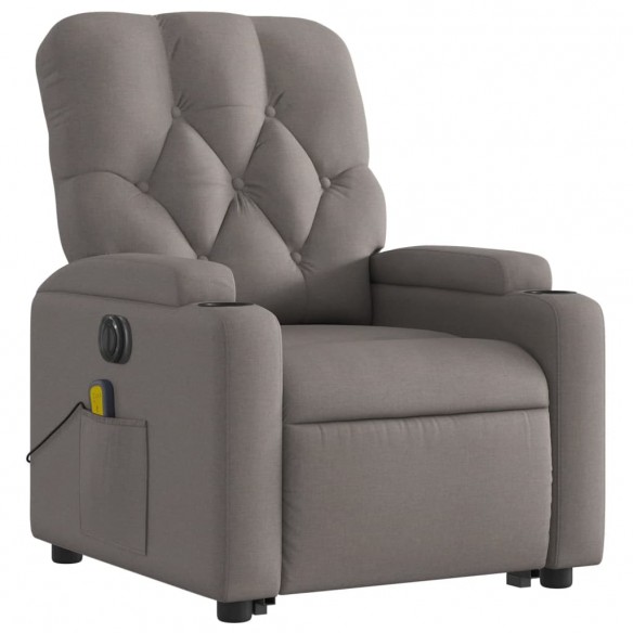 Fauteuil inclinable de massage électrique Taupe Tissu