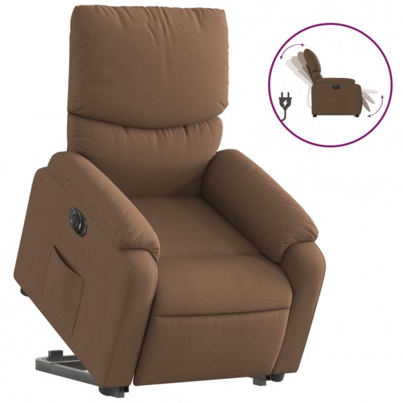 Fauteuil inclinable électrique marron tissu