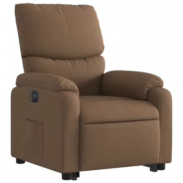 Fauteuil inclinable électrique marron tissu