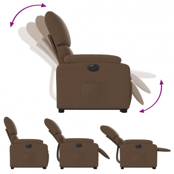 Fauteuil inclinable électrique marron tissu