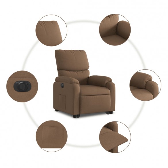 Fauteuil inclinable électrique marron tissu