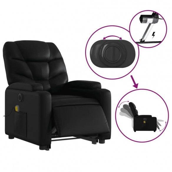 Fauteuil inclinable de massage électrique noir similicuir