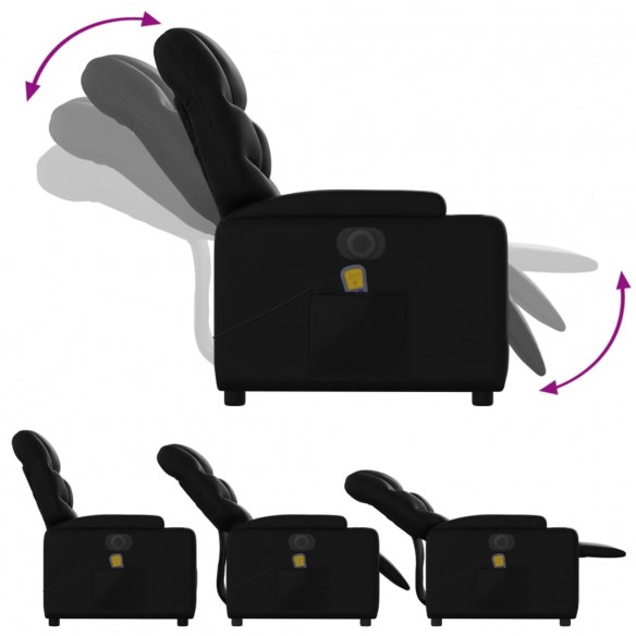 Fauteuil inclinable de massage électrique noir similicuir