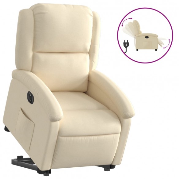 Fauteuil inclinable électrique crème tissu