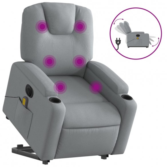 Fauteuil inclinable de massage électrique Gris clair Tissu