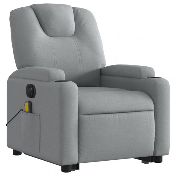 Fauteuil inclinable de massage électrique Gris clair Tissu