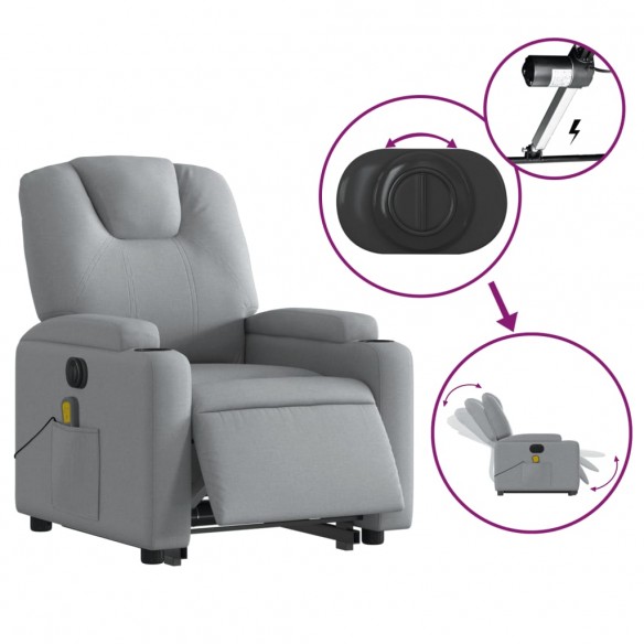 Fauteuil inclinable de massage électrique Gris clair Tissu